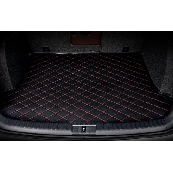 ZYCHUANGYING Trunk Floor Mat for Tesla Model S 2014-2021, Custom-Fit, Black with Red Stitching 1 Piece
