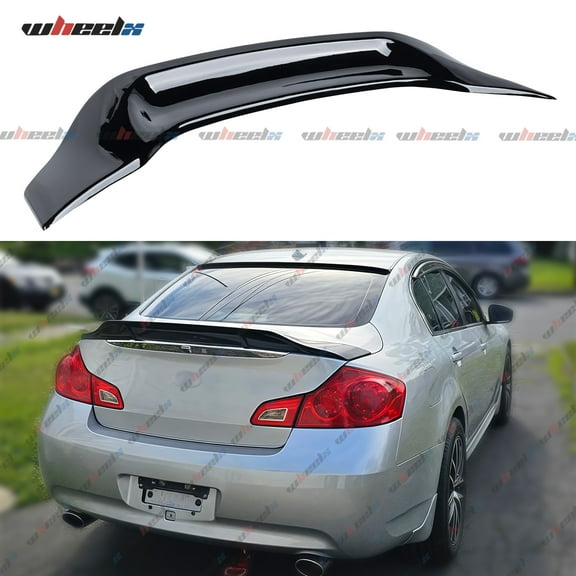 Rear Trunk Spoiler Compatible with 2007-2015 Infiniti G35 G25 G37 Q40 Sedan, R Style Duckbill Fits for 07-15 4-Door, High Kick Splitter Wing Lip (Glossy Black)