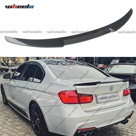 Rear Trunk Spoiler Compatible with 2012-2018 BMW F30 3 Series & 2014-2019 F80 M3 Sedan, MV Style Duckbill Fits for 318i 320i 325i 328i 330i 335i 340i, High Kick Wing Lip (Carbon Fiber Pattern)