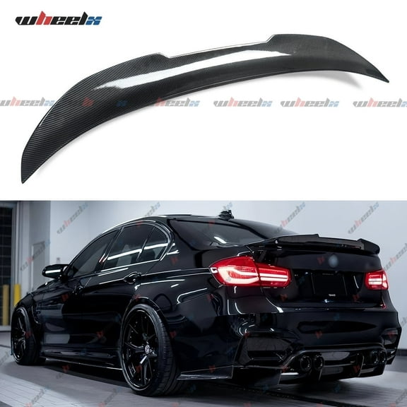Rear Trunk Spoiler Compatible with 2012-2018 BMW F30 3 Series & 2014-2019 F80 M3 Sedan, PSM Style Duckbill for 318i 320i 325i 328i 330i 335i 340i, High Kick Wing Lip (Carbon Fiber Pattern)