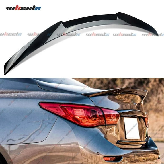 Rear Trunk Spoiler Compatible with 2014-2024 Infiniti Q50, Duckbill Spoiler Fits for 14-24 4 Door Sedan, Exterior High Kick Spoiler Wing Lip (Glossy Black)