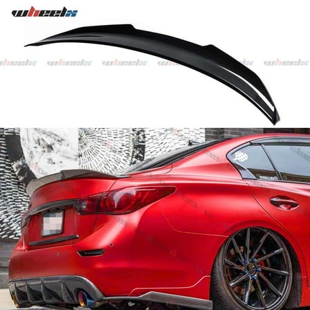 Rear Trunk Spoiler Compatible with 2014-2024 Infiniti Q50, PSM Style Duckbill Spoiler Fits for 14-24 4 Door Sedan, Exterior High Kick Spoiler Wing Lip (Carbon Fiber Pattern)