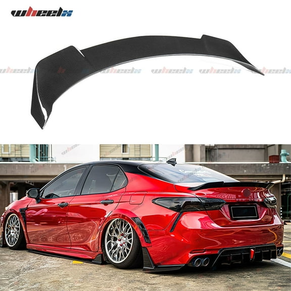 Rear Trunk Spoiler Compatible with 2018-2024 Toyota Camry SE XSE L LE XLE Hybrid, Duckbill Spoiler Fits for 18-24 Sedan, High Kick Spoiler Wing Lip (Carbon Fiber Pattern)
