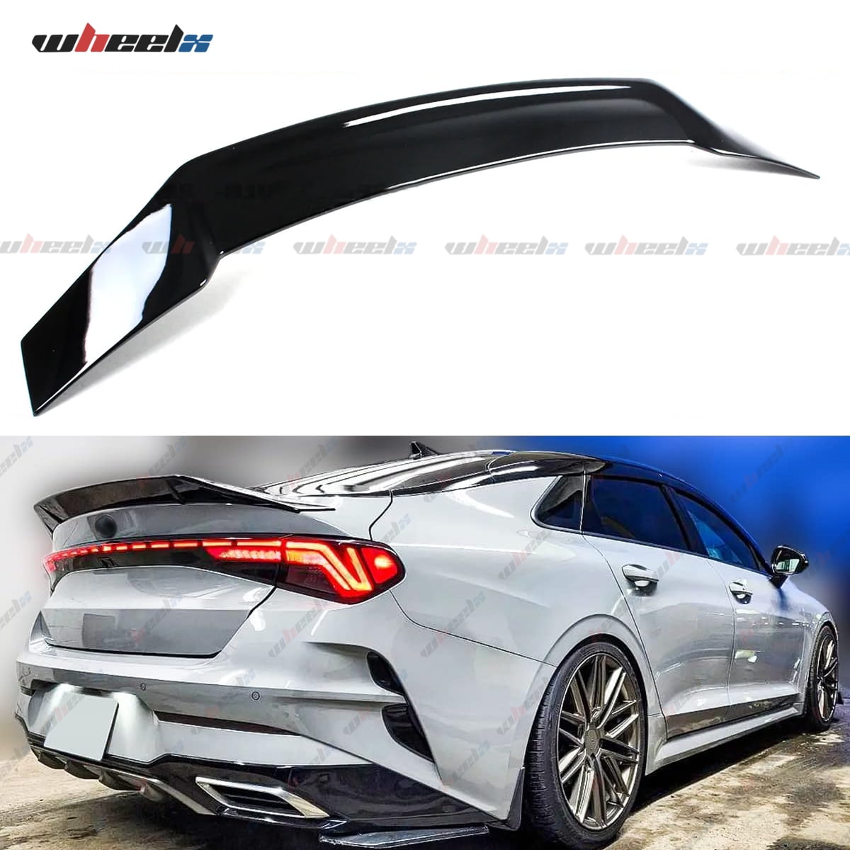 Rear Trunk Spoiler Compatible with 2021-2024 KIA K5 LX LXS GT EX, R Style Duckbill Spoiler Fits for 21-24, Exterior High Kick Tail Deck Lid Wing Lip (Glossy Black)
