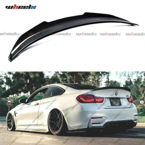Rear Trunk Spoiler Compatible with BMW 4 Series 2 Door Coupe F32 2013-2020, PSM Style Duckbill Spoiler, Fits for 428i 430i 435i 440i, High Kick Trunk Tail Deck Lid Wing Lip (Carbon Fiber Pattern)