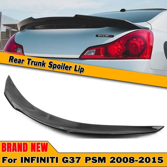 Rear Trunk Spoiler Wing Lip For Infiniti G37 Q40 Q60 2008-2015 2 Door Coupe Glossy Black Black Carbon Fiber Look