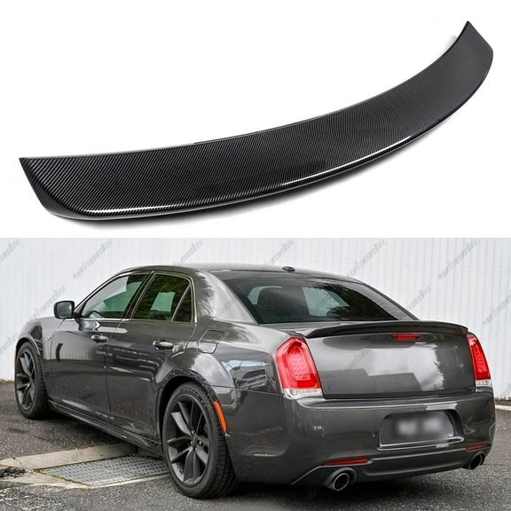 Rear Trunk Spoiler for 2011-2023 Chrysler 300 300C 300S Rear Trunk Lid Wing Lip Splitter Carbon Fiber Color