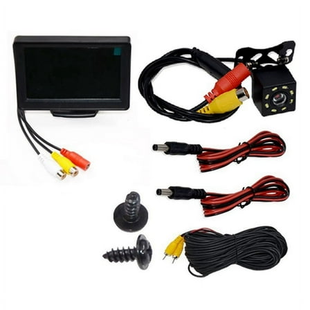 Rear View Camera Wide Degree 4.3inch TFT LCD Display or Monitor Waterproof Night Vision Reversing Backup, Monitor Camera
