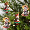 thumbnail image 1 of Rear View Car Mirror Hanging Accessories 2D Cute Wearing Cat Car Rearview Mirror Hanging Ornament Cat Charm Keychains Christmas Tree Hanging Ornament Keyring Backpack Decor for Women Girls 4PC, 1 of 9