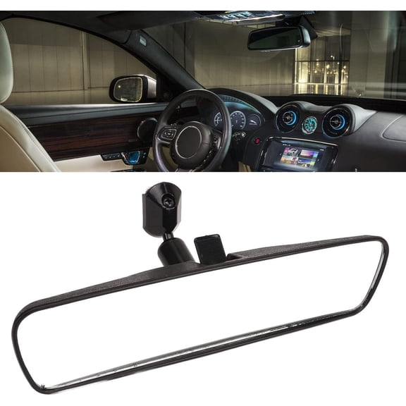 Rear View Mirror, 360 Degree Adjustable Anti Glare Car Interior Mirror, Universal 10 Inch Adhesive Wide Angle HD Glass Mirror to Reduce Blind Spot Effectively for Car, SUV, Trucks, Vehicles, Black