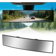 Rear View Mirror, Chrome Anti-glare Panoramic Rear Mirrors Universal 12 Inch Convex Car Interior Clip on Extra Big Wide Angle Rearview Mirror Extender to Reduce Blind Spot for Car SUV Trucks
