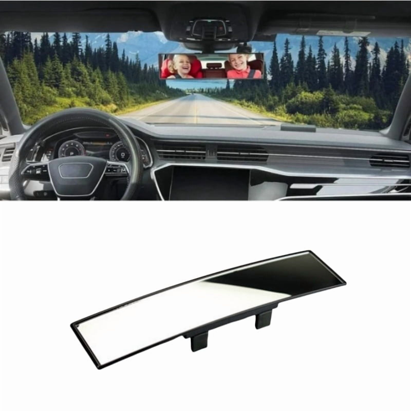 12" Panoramic Convex Rearview Mirror - Universal Clip-On Wide Angle Mirror For Car, SUV, Truck