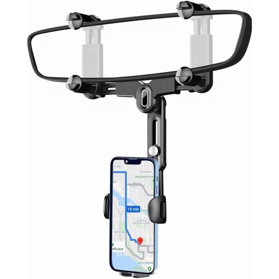 Rear View Mirror Phone Holder,2026 New Upgraded 360Rotatable+Retractable Rearview Mirror Phone Holder,Universal Multifunctional Phone Mount for All Mobile Phones&Cars