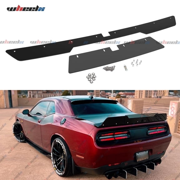 Rear WickerBill Spoiler Fits for Dodge Challenger 2015-2022 2023 SRT RT Hellcat Scat Pack with Back up Camera, 2-Piece Rear Wicker Bill Spoiler Add-on Type Includes RivNut Tool