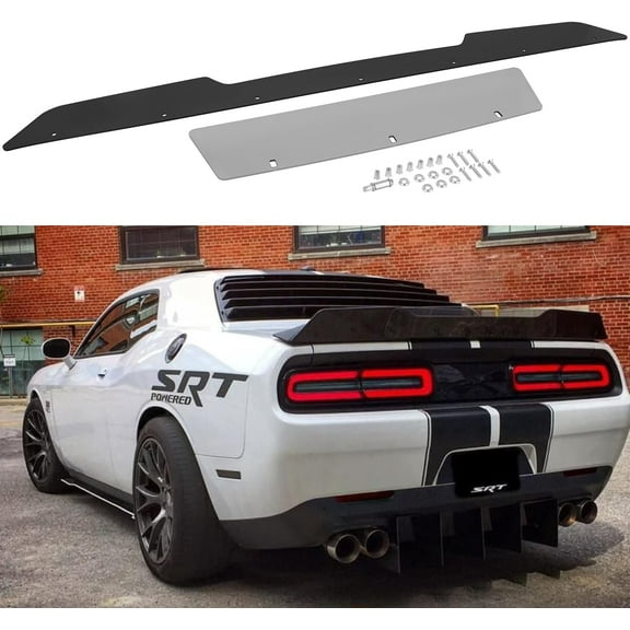 Rear Wickerbill Spoiler Fits for Dodge Challenger 2008-2014 SRT RT SXT SE Hellcat Scat Pack, Add-on Type 2-Piece Rear Wicker Bill Spoiler with RivNut Tool (Gloss Black)