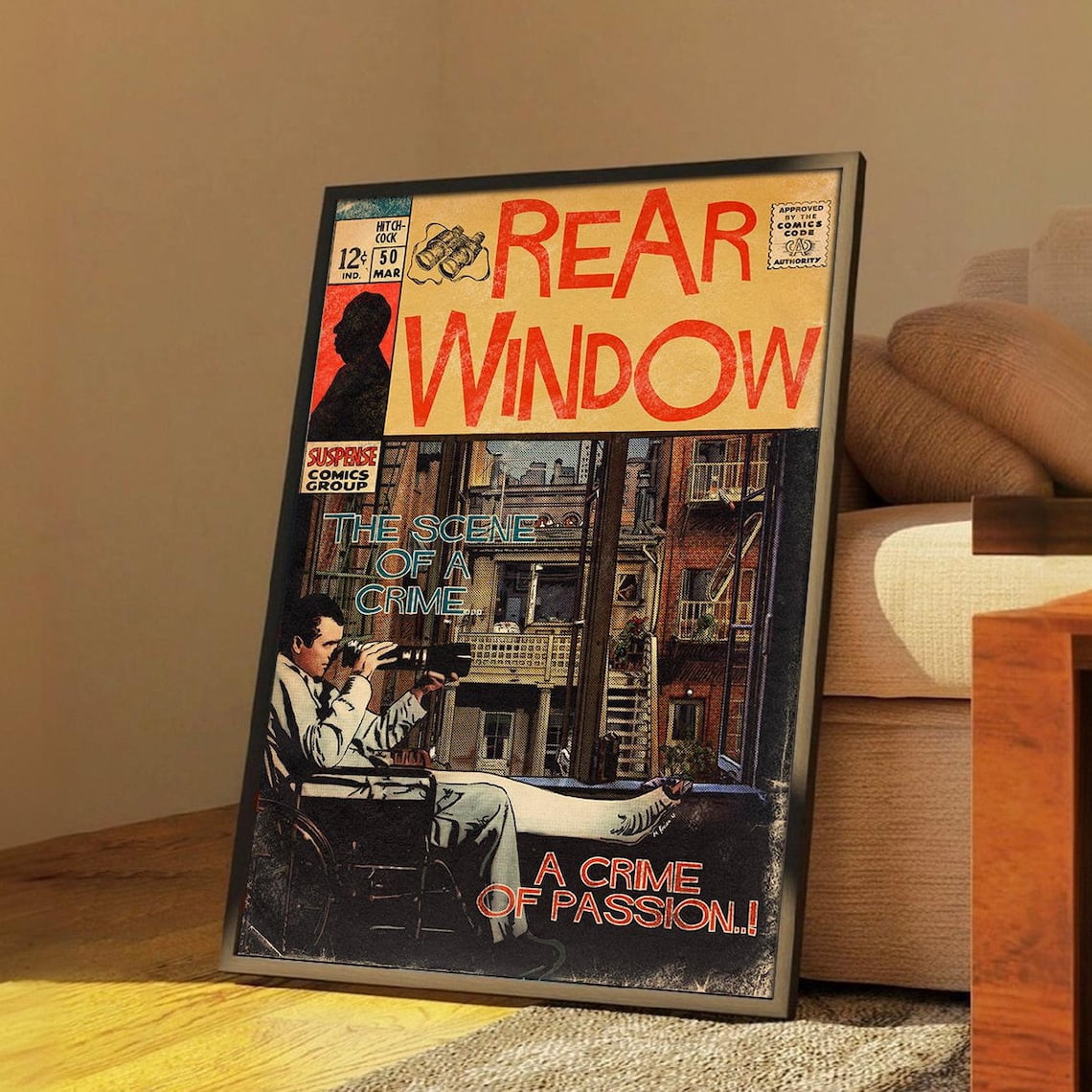 Rear Window Classic Movie Poster | Canvas Wall Art | Retro Film Print ...