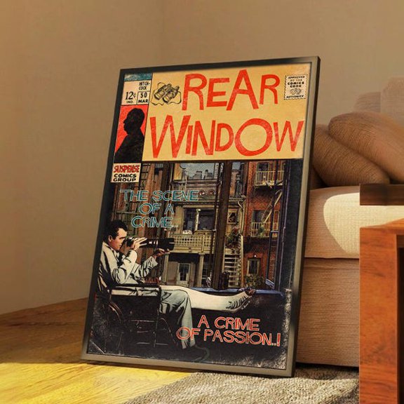Rear Window Classic Movie Poster | Wall Art | Retro Film Print | Un Wall Decor | Unique Idea, Unframed Paper Poster 8x10in