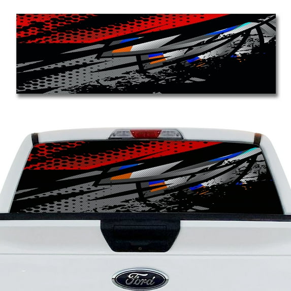 Rear Window Decal for Trucks – Blade Fan 65 x 20 Inches, Weatherproof Perforated Vinyl See-Through Graphic, Fits Most Pickup Trucks & SUVs