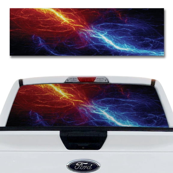 Rear Window Decal for Trucks – Color Lightning 65 x 20 Inches, Weatherproof Perforated Vinyl See-Through Graphic, Fits Most Pickup Trucks & SUVs