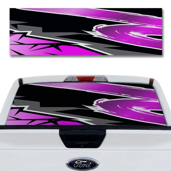 Rear Window Decal for Trucks – Magenta Brush 58 x 18 Inches, Weatherproof Perforated Vinyl See-Through Graphic, Fits Most Pickup Trucks & SUVs
