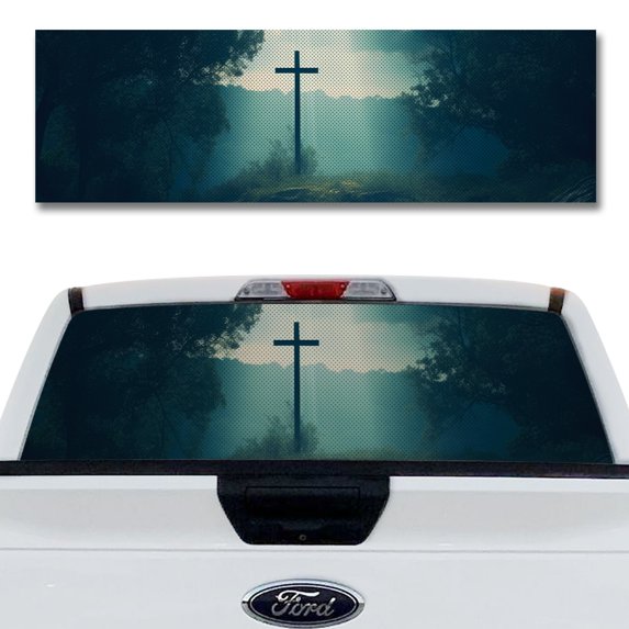 Rear Window Decal for Trucks – Sacred Ground 58 x 18 Inches, Weatherproof Perforated Vinyl See-Through Graphic, Fits Most Pickup Trucks & SUVs