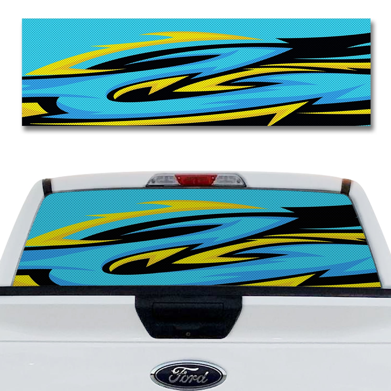 Rear Window Decal for Trucks – Tribal Cyan 65 x 20 Inches, Weatherproof ...