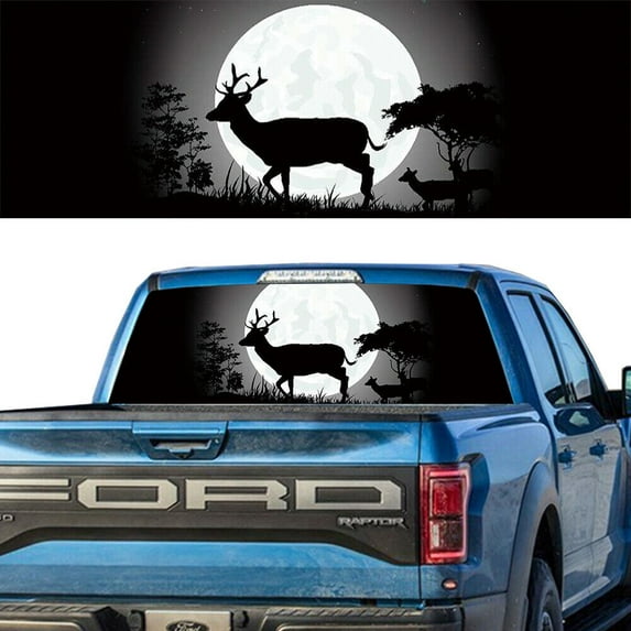 Rear Window Graphic Decal For SUV jeep PICK-UP TRUCK P440 Deer Buck PERFORATED VINYL TINT Sticker Window Tint