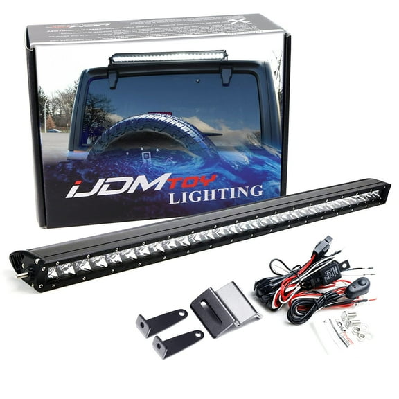 Above Rear Window Mount 30-Inch LED Light Bar For Jeep 2007-up Wrangler JK JL Hardtop, Include 150W LED Lightbar, Back Windshield Hinge Mount Brackets & On/Off Switch Wiring
