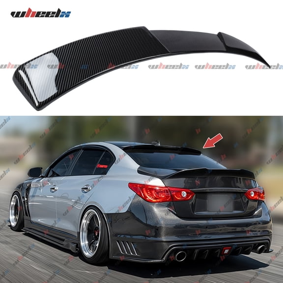 Rear Window Rooftop Spoiler Compatible with 2014-2024 Infiniti Q50, VIP M STYLE Style Wing Fit for 2014 2015 2016 2017 2018 2019 2020 2021 2022 2023 2024 (Carbon Fiber Look)