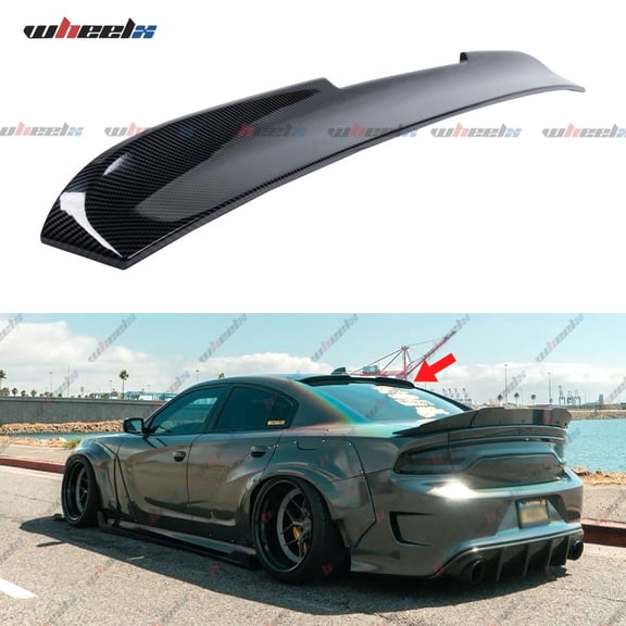 Rear Window Rooftop Spoiler Compatible with 2015-2023 Dodge Charger All Model, V Style Wing Fits for 15-24 GT Pursuit R/T SRT SRT8 SXT Scat Pack SE Enforcer Daytona (Carbon Fiber Pattern)