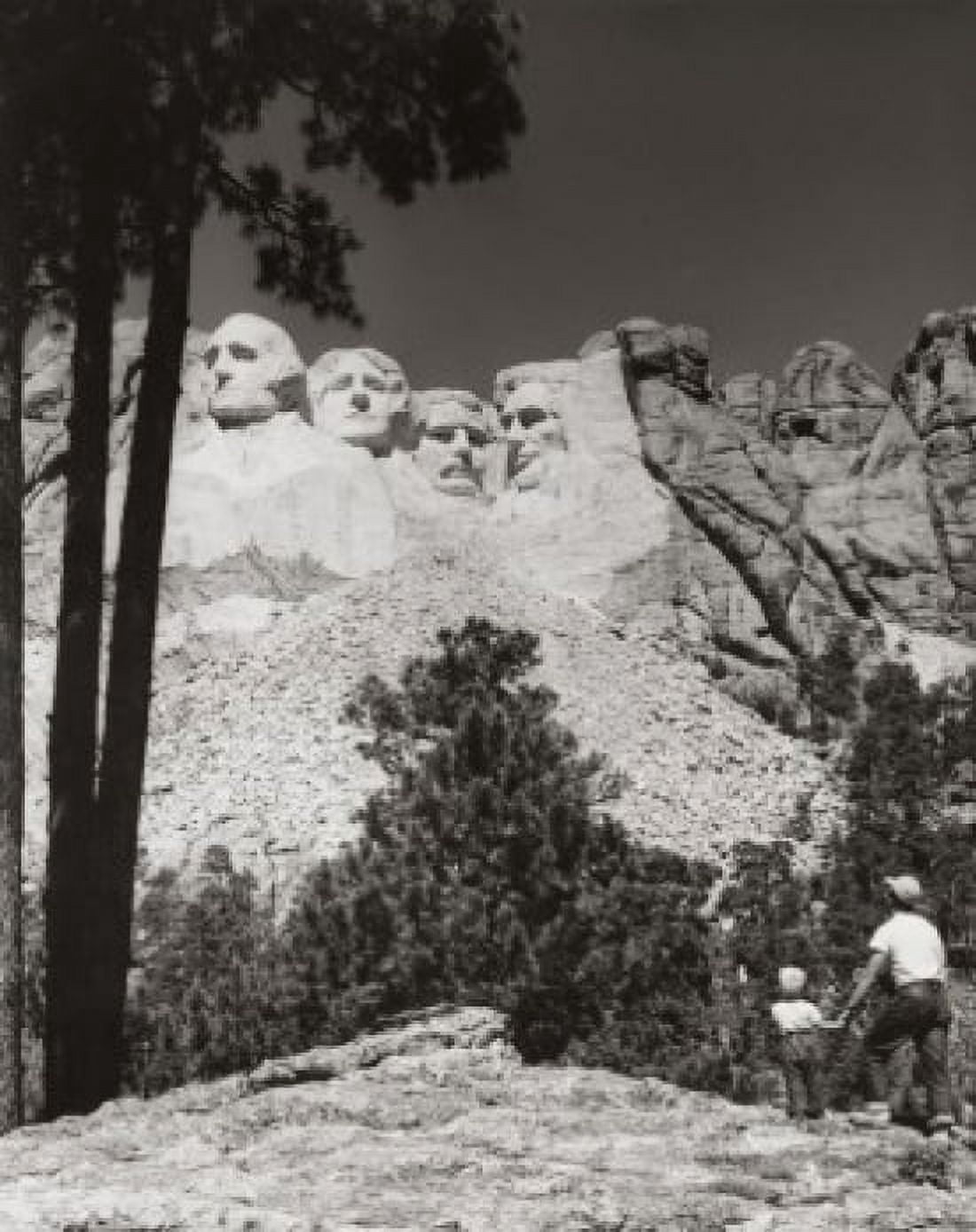 Rear view of a man and his son looking at sculptures of US Presidents carved in a mountain Mount Rushmore National Memorial South Dakota USA Canvas Art -  (18 x 24)