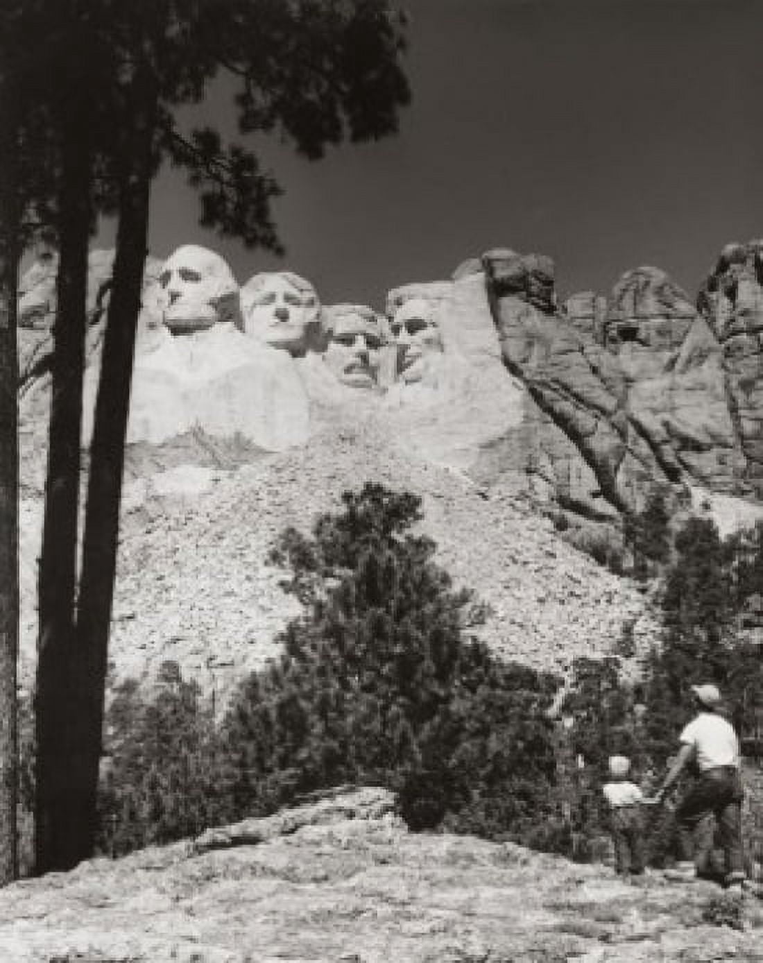 Rear view of a man and his son looking at sculptures of US Presidents carved in a mountain Mount Rushmore National Memorial South Dakota USA Canvas Art - (24 x 36)