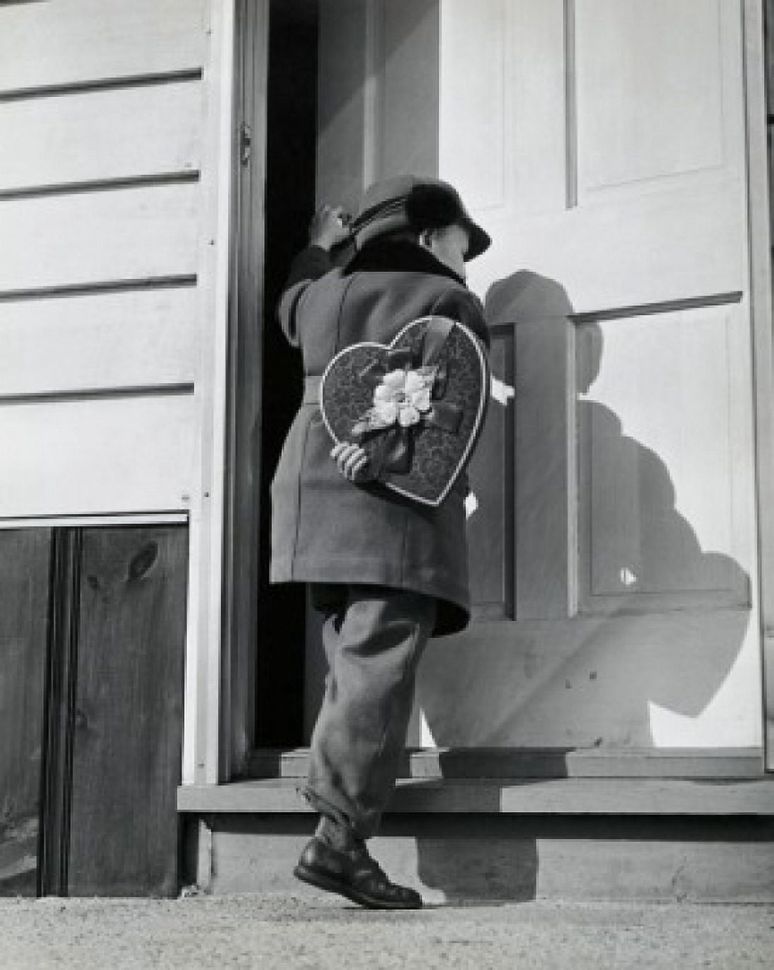 Rear view of a boy entering a house Canvas Art - (18 x 24)