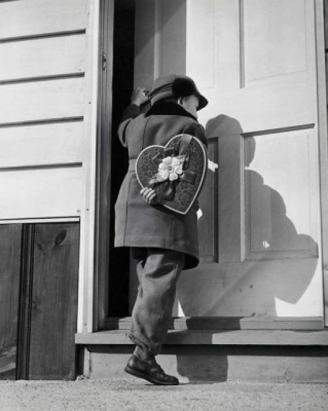 Rear view of a boy entering a house Canvas Art - (24 x 36)