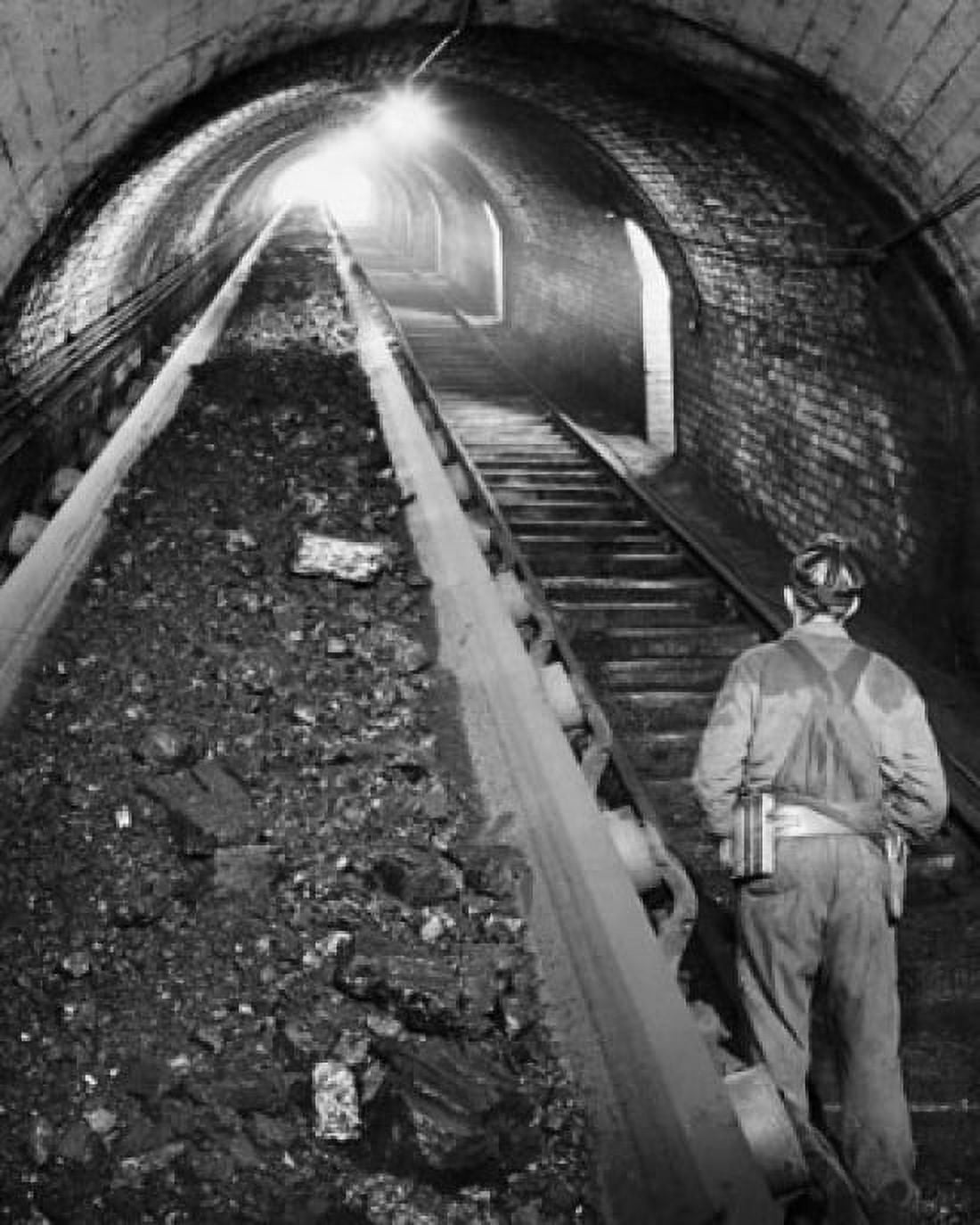 Rear view of a coal miner standing at the railroad track in a pit mine Robena Mine Pennsylvania USA Canvas Art - (24 x 36)