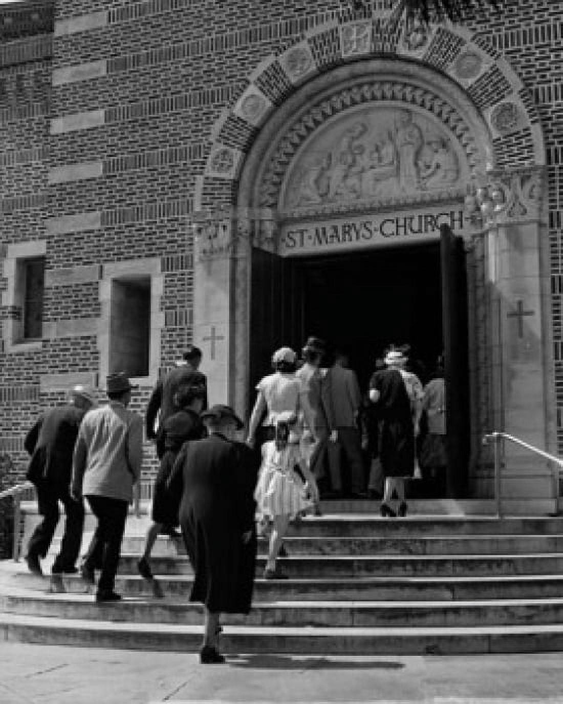 Rear view of a group of people entering a church St Marys Church St Petersburg Florida USA Canvas Art - (24 x 36)