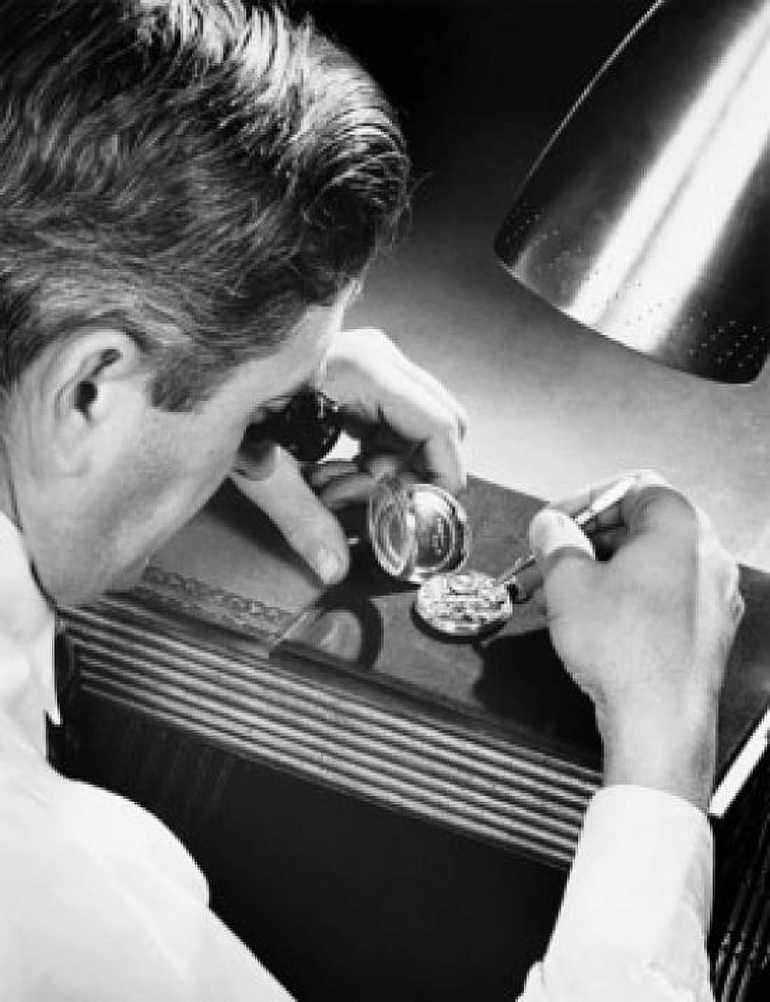 Rear view of a man repairing a pocket watch Canvas Art -  (18 x 24)