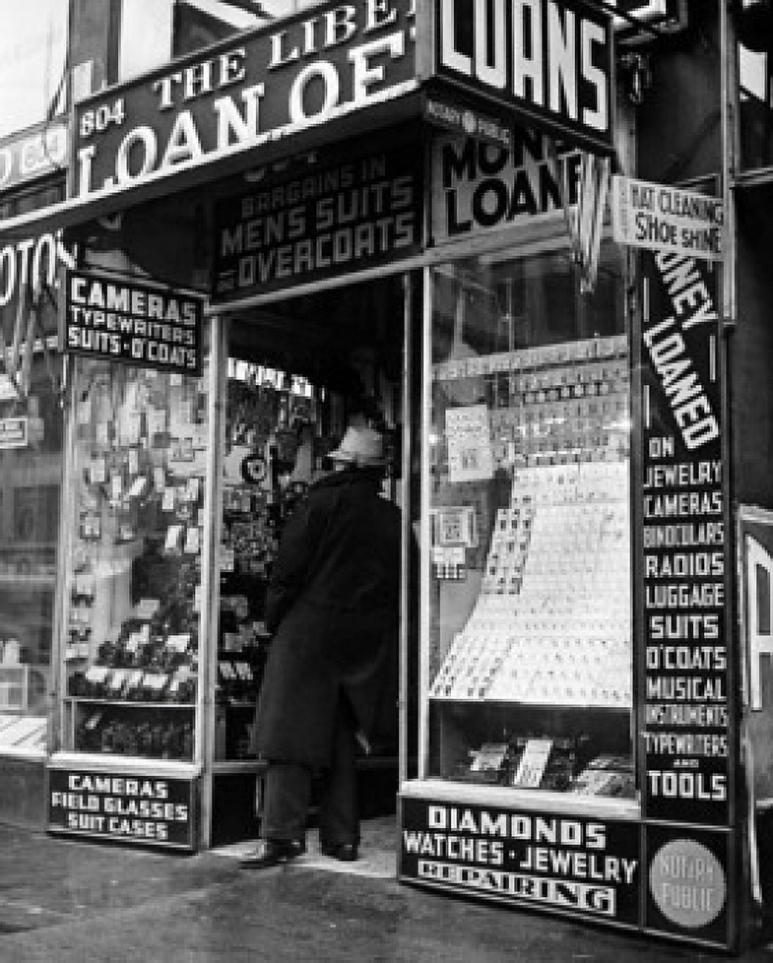 Rear view of a man standing at the entrance of a store Canvas Art - (18 x 24)