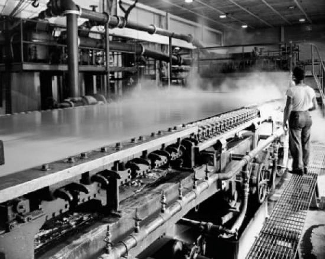 Rear view of a man working in a paper mill Canvas Art - (18 x 24)