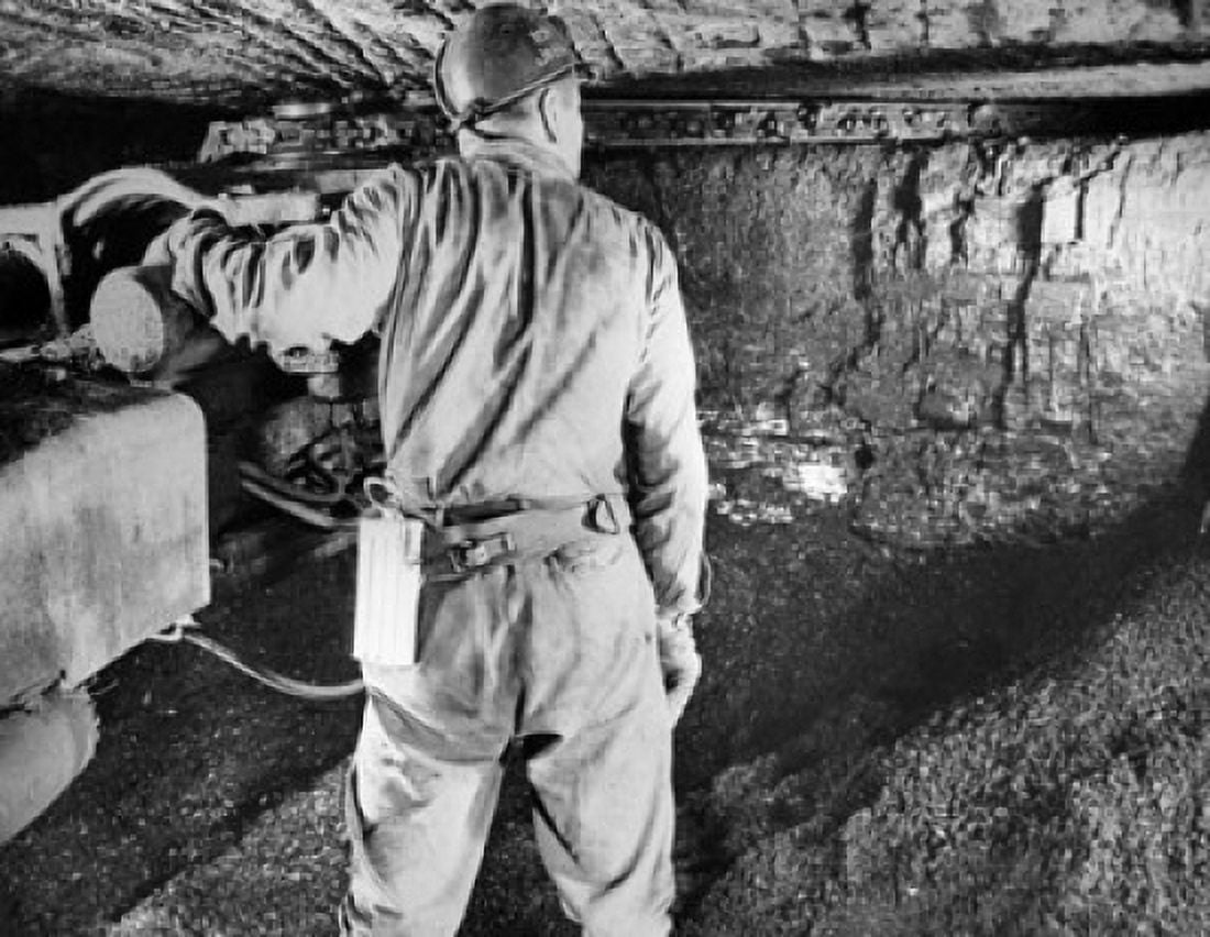 Rear view of a miner working in a coal mine Pennsylvania USA Canvas Art - (18 x 24)