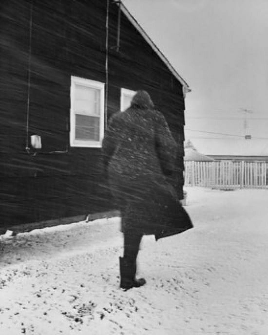 Rear view of a person walking on a snow covered road Canvas Art - (18 x 24)