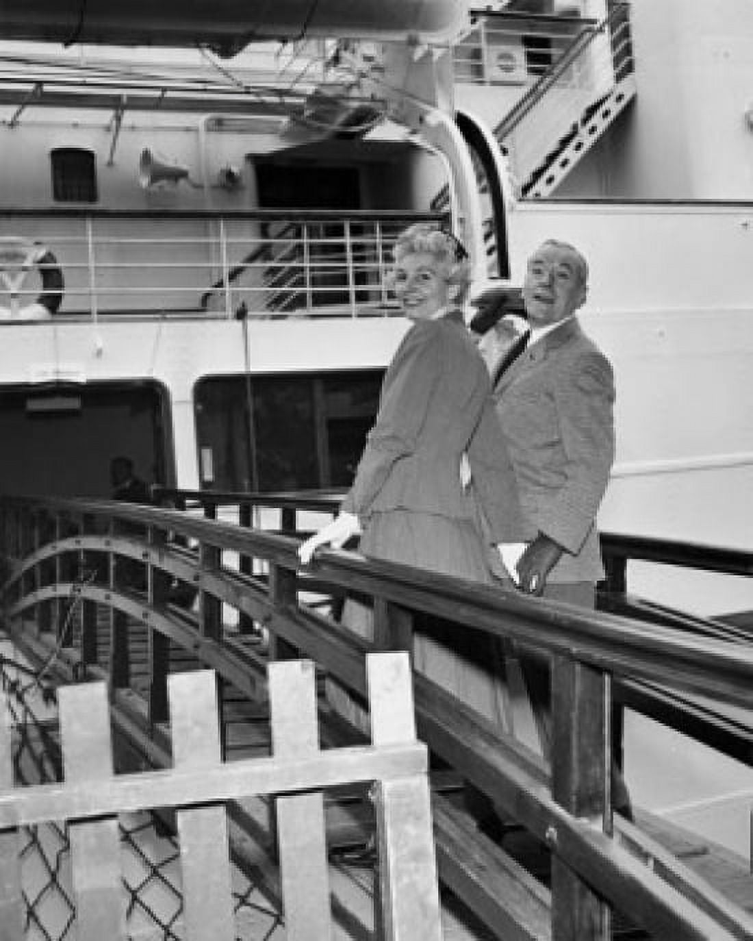 Rear view of a senior couple standing on a ship Canvas Art -  (18 x 24)