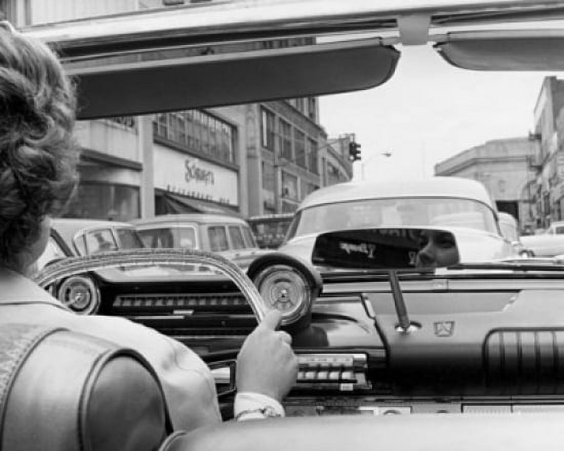 Rear view of a woman driving a convertible car Canvas Art - (18 x 24)
