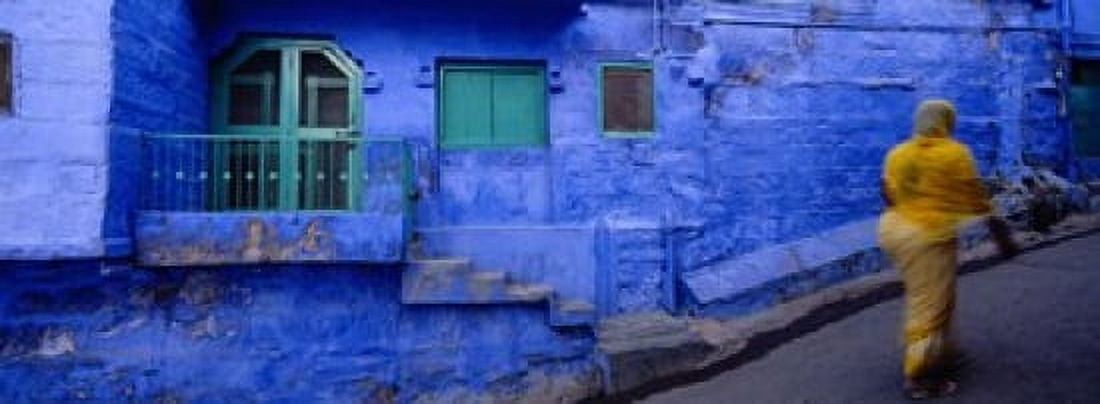 Rear view of a woman walking on the street Jodhpur Rajasthan India Canvas Art - Panoramic Images (18 x 7)