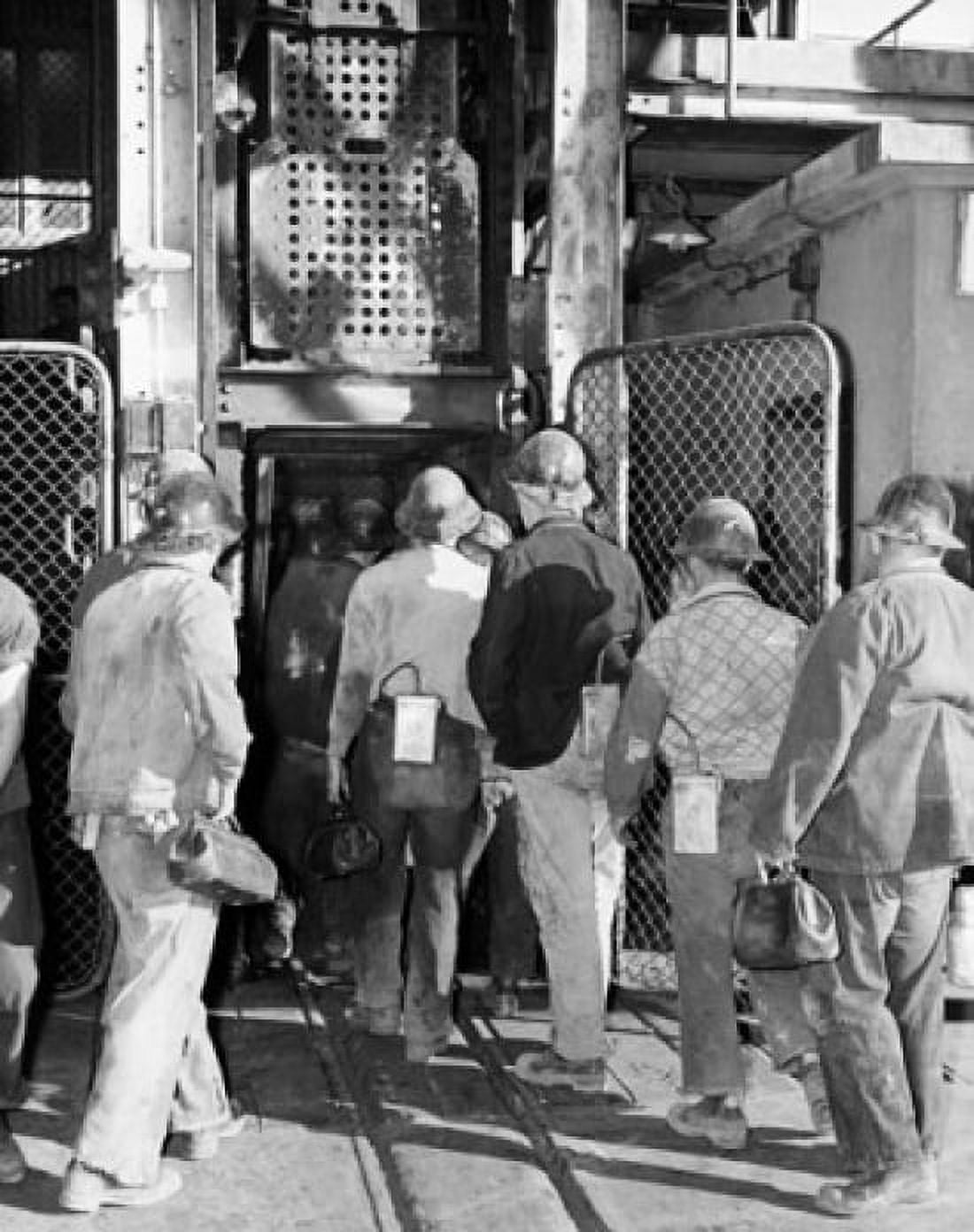 Rear view of coal miners entering in a coal mine Broken Hill Mine Broken Hill New South Wales Australia Canvas Art - (24 x 36)