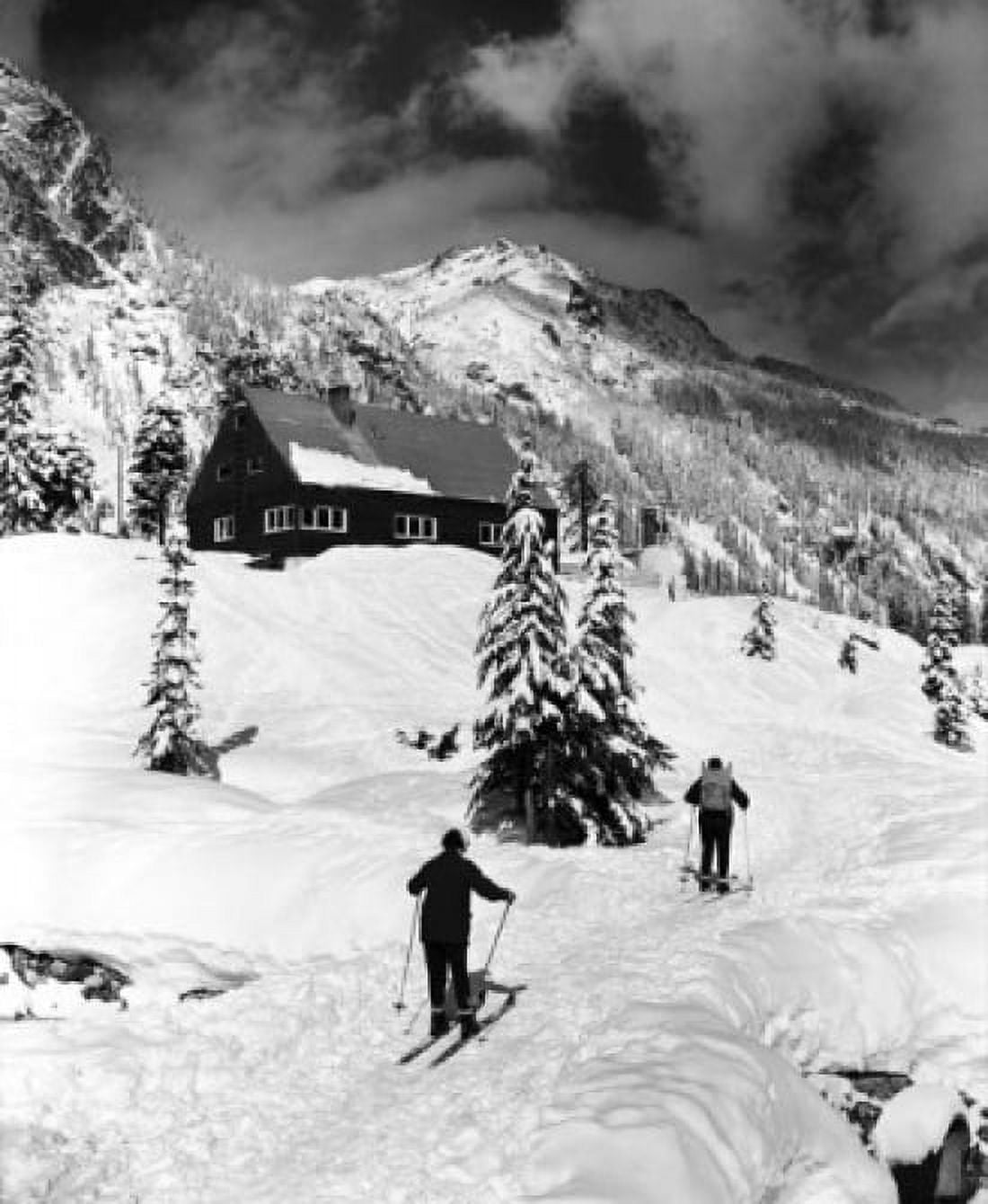 Rear view of two people skiing Washington USA Canvas Art - (18 x 24)