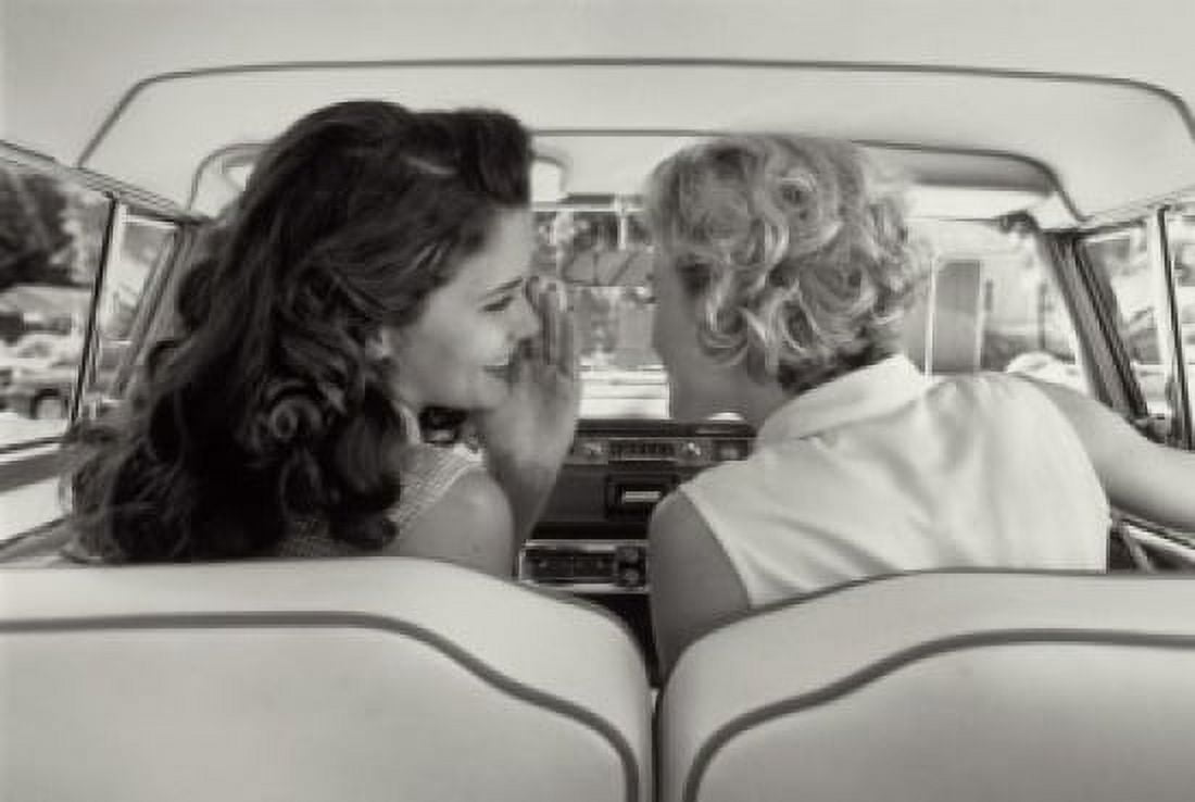 Rear view of two young women talking in car Canvas Art -  (24 x 36)