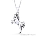 thumbnail image 1 of Rearing Horse Animal Charm Pendant & Cable Chain Necklace in Oxidized .925 Sterling Silver, 1 of 1