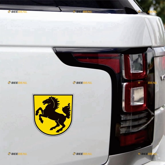 Rearing Horse Car Magnet Black Stallion Shield Shape Magnetic Sticker Decal - 2 Pack Reflective 4" - for Auto Truck Van Reusable Waterproof