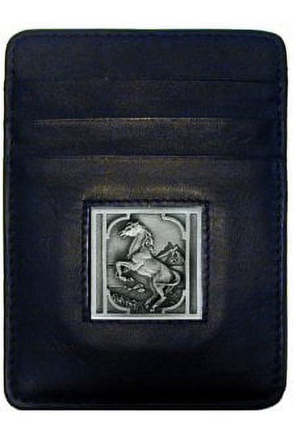 Rearing Horse Leather Money Clip Cardholder